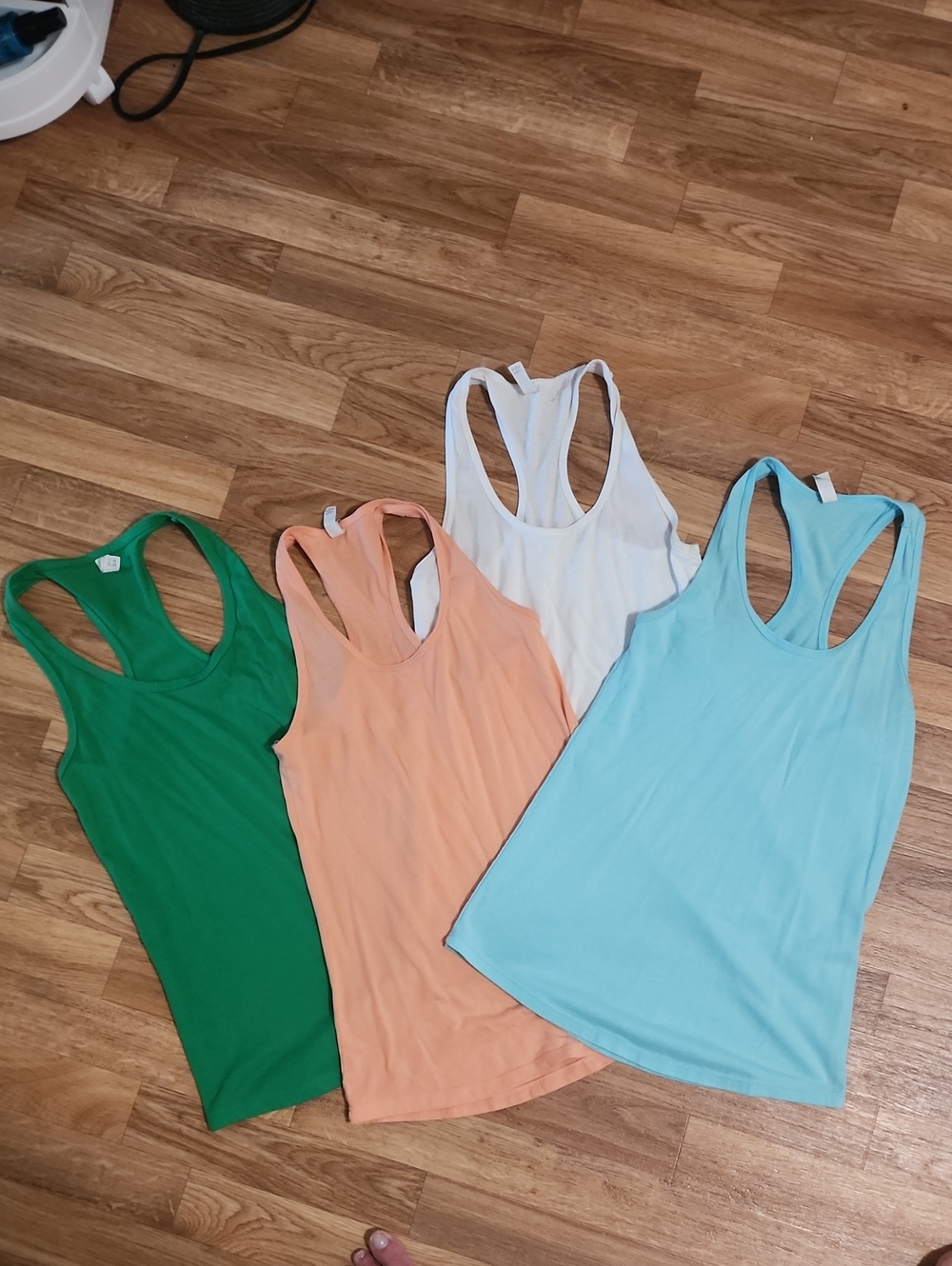 Women’s Racerback Tank Top - White, Peach, Light Blue, Green (4) Total